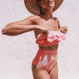 Vintage Striped Ruffled two piece swimsuit - Wear with style