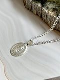 Virgin Mary Necklace sterling silver 925 | Figaro chain necklace 19”| Virgencita necklace - Wear with style