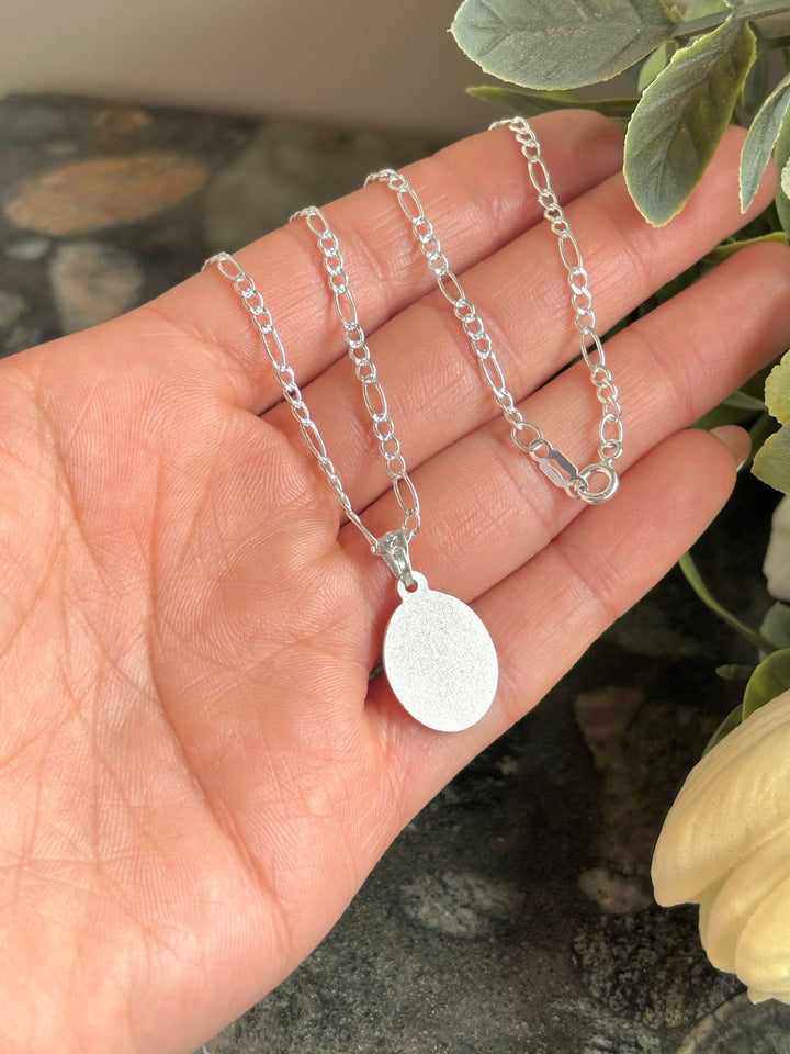 Virgin Mary Necklace sterling silver 925 | Figaro chain necklace 19”| Virgencita necklace - Wear with style