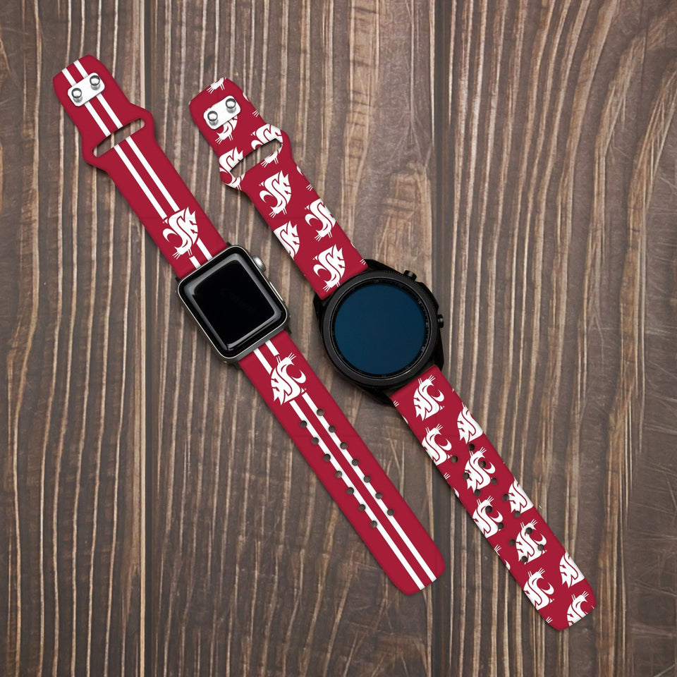 Washington State Cougars HD Watchband for Samsung, Garmin, Fossil, and More for Samsung, Garmin, Fossil, and More - Wear with style