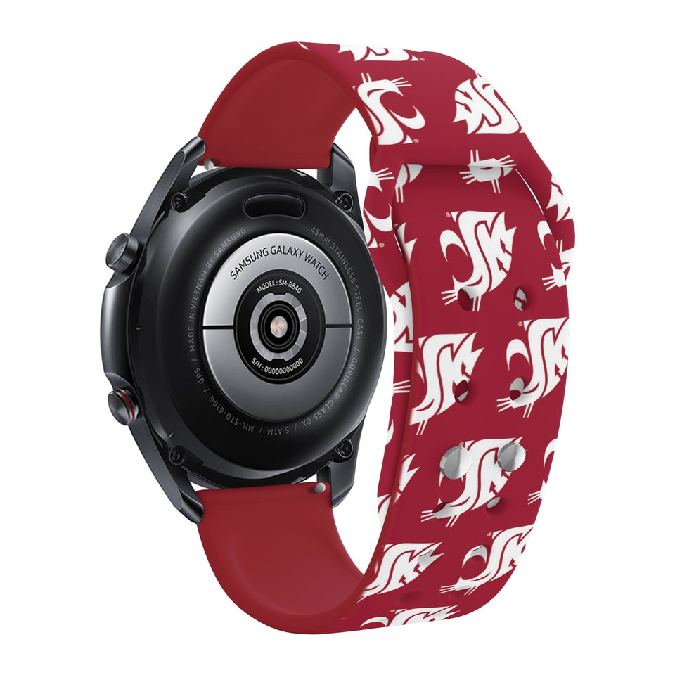 Washington State Cougars HD Watchband for Samsung, Garmin, Fossil, and More for Samsung, Garmin, Fossil, and More - Wear with style