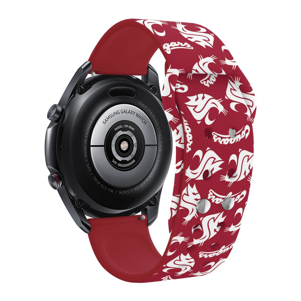 Washington State Cougars HD Watchband for Samsung, Garmin, Fossil, and More for Samsung, Garmin, Fossil, and More - Wear with style