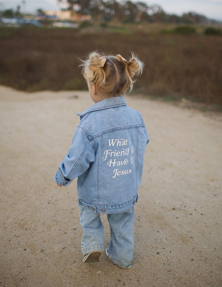 What a Friend in Jesus Kids Denim Jacket - Wear with style