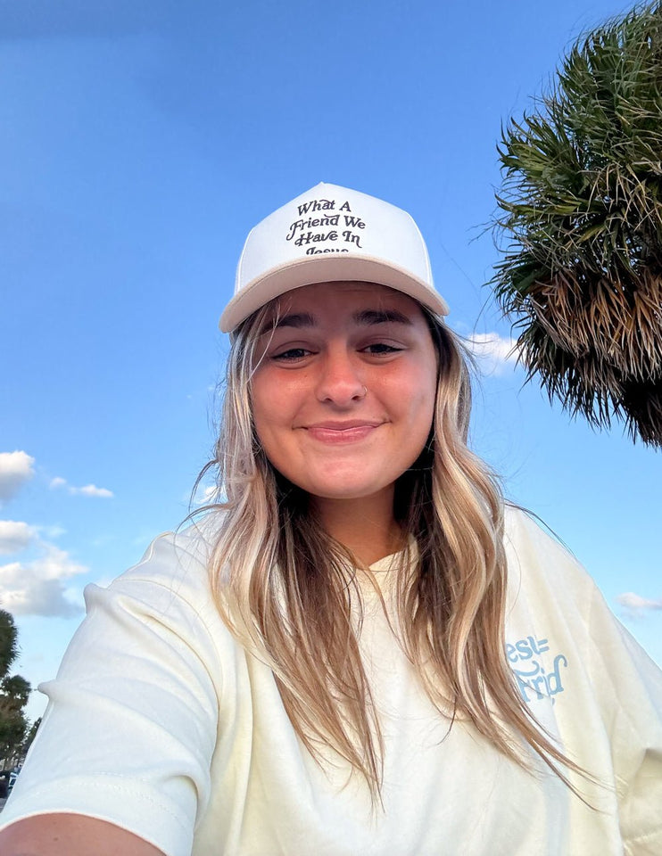 What a Friend in Jesus Trucker Hat - Wear with style