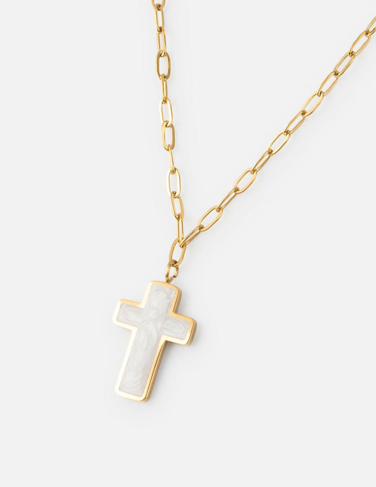 White Enamel Cross Necklace - Wear with style