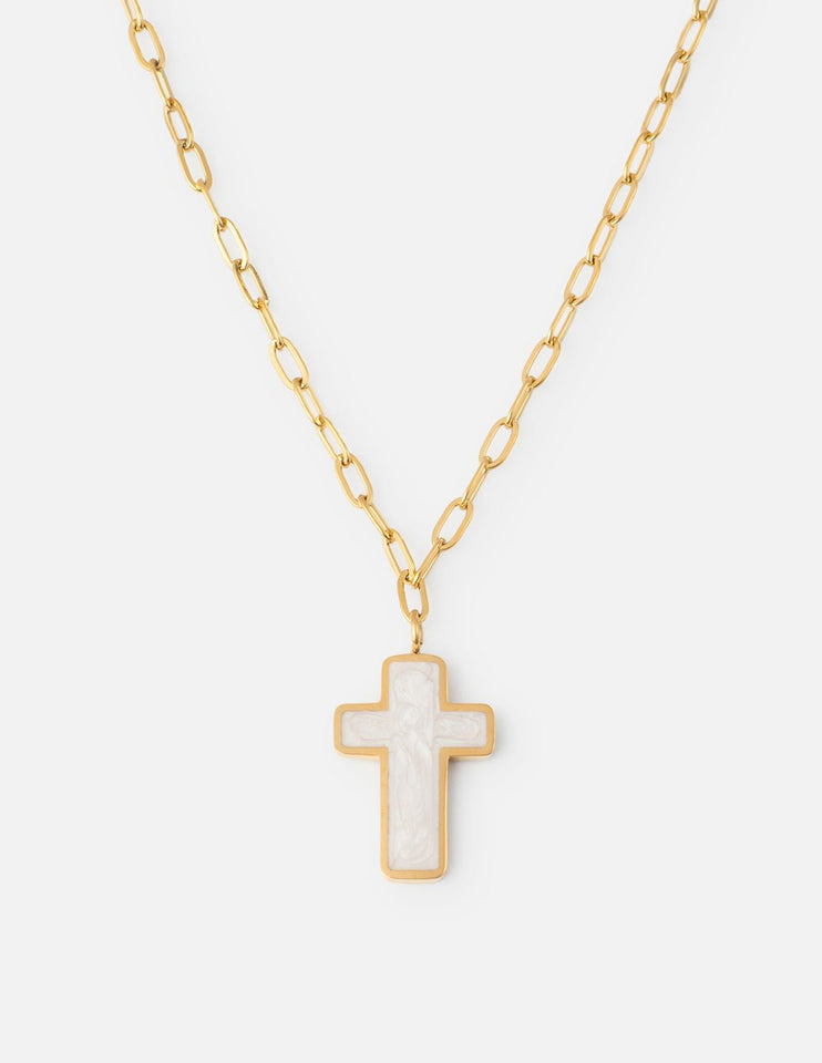 White Enamel Cross Necklace - Wear with style