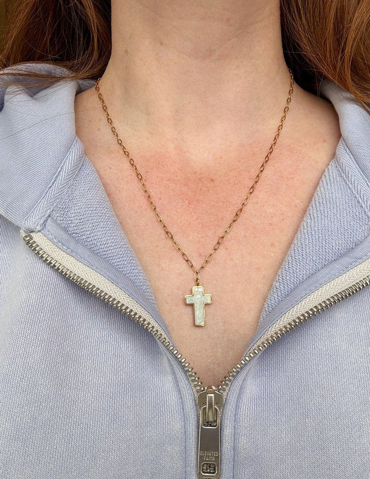 White Enamel Cross Necklace - Wear with style