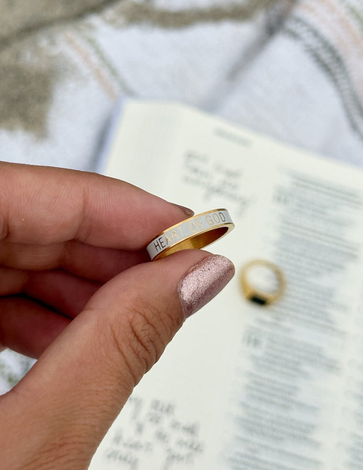 White Enamel Heart of God Ring - Wear with style