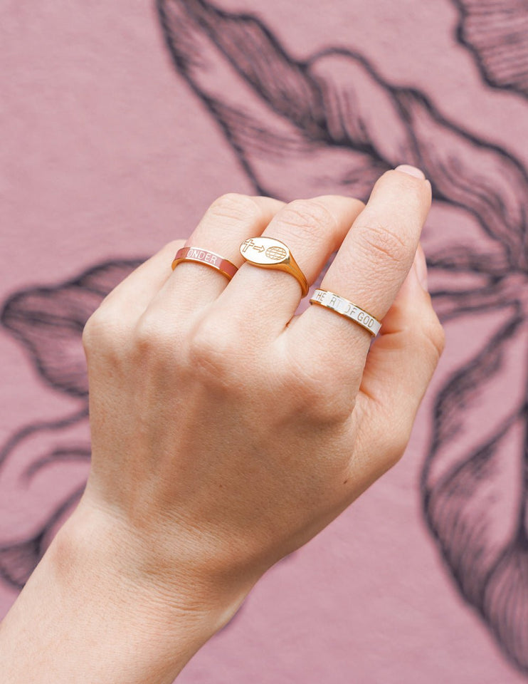 White Enamel Heart of God Ring - Wear with style