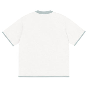 White Powder with Blue Trim Knitted classic tee - Wear with style