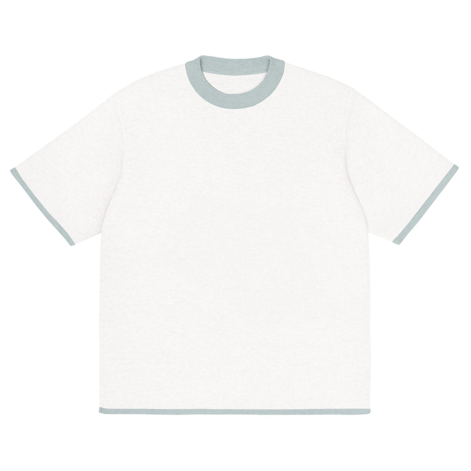 White Powder with Blue Trim Knitted classic tee - Wear with style