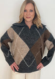 Windsor Argyle Sweater-Charcoal-Final Sale - Wear with style