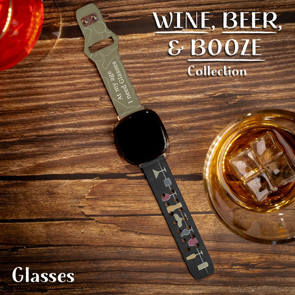 Wine, Beer, & Booze HD Fitbit Versa 3 & Sense 1 Watch Band - Wear with style