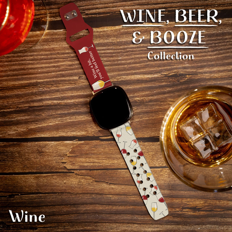 Wine, Beer, & Booze HD Fitbit Versa 3 & Sense 1 Watch Band - Wear with style