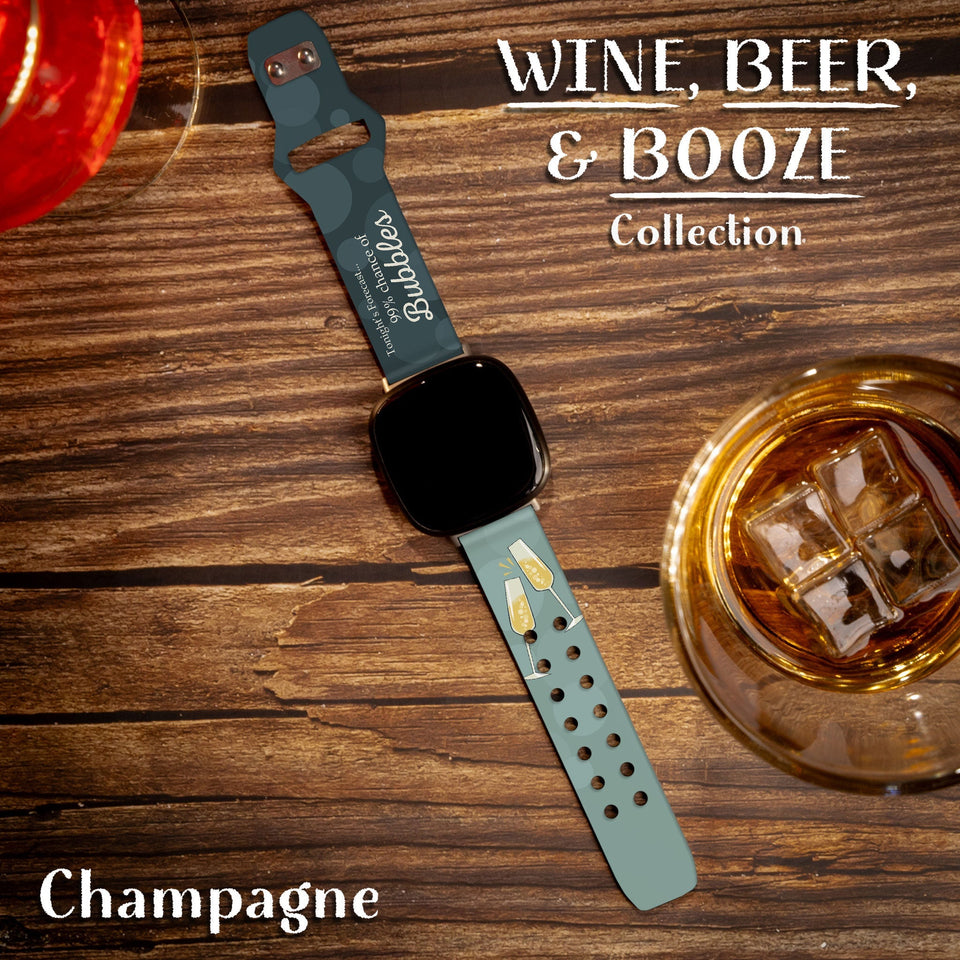 Wine, Beer, & Booze HD Fitbit Versa 3 & Sense 1 Watch Band - Wear with style