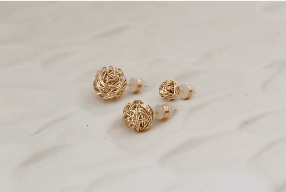 Wired Ball Gold Knot Stud Dainty Earrings - Wear with style