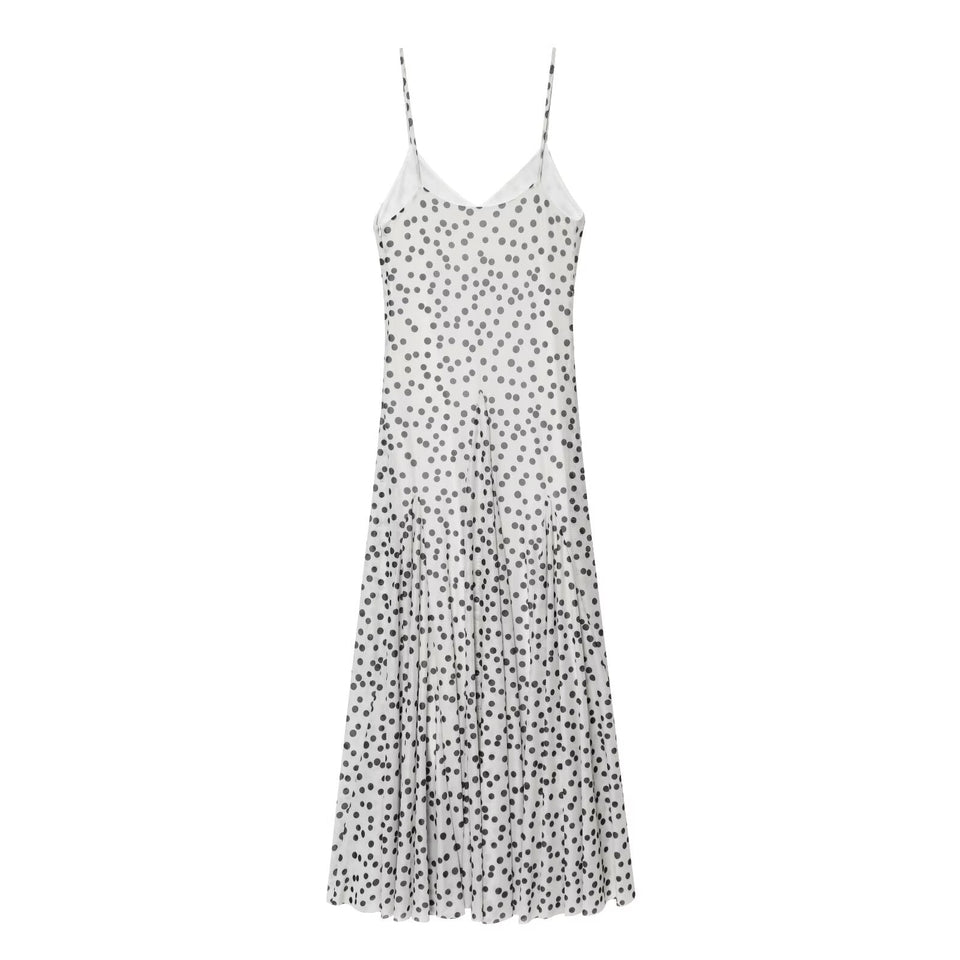 Women Clothing Fashionable Polka Dot Printed Long Sling Dress - Wear with style