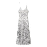 Women Clothing Fashionable Polka Dot Printed Long Sling Dress - Wear with style