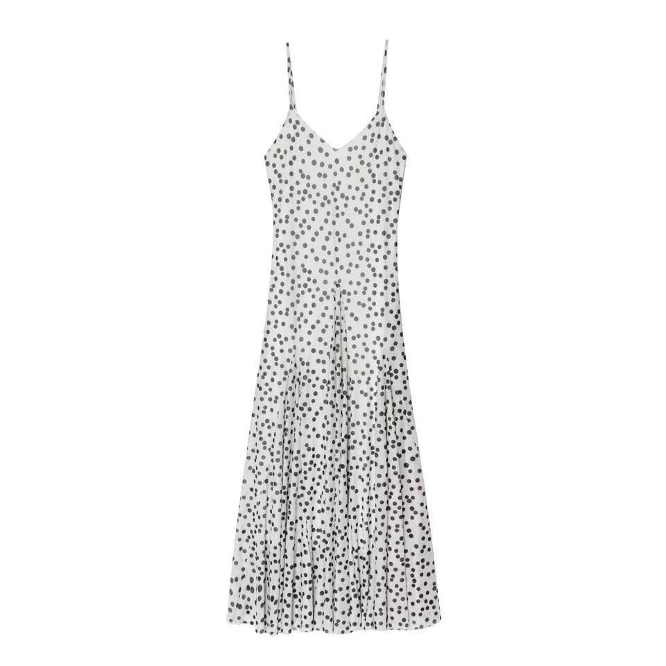 Women Clothing Fashionable Polka Dot Printed Long Sling Dress - Wear with style