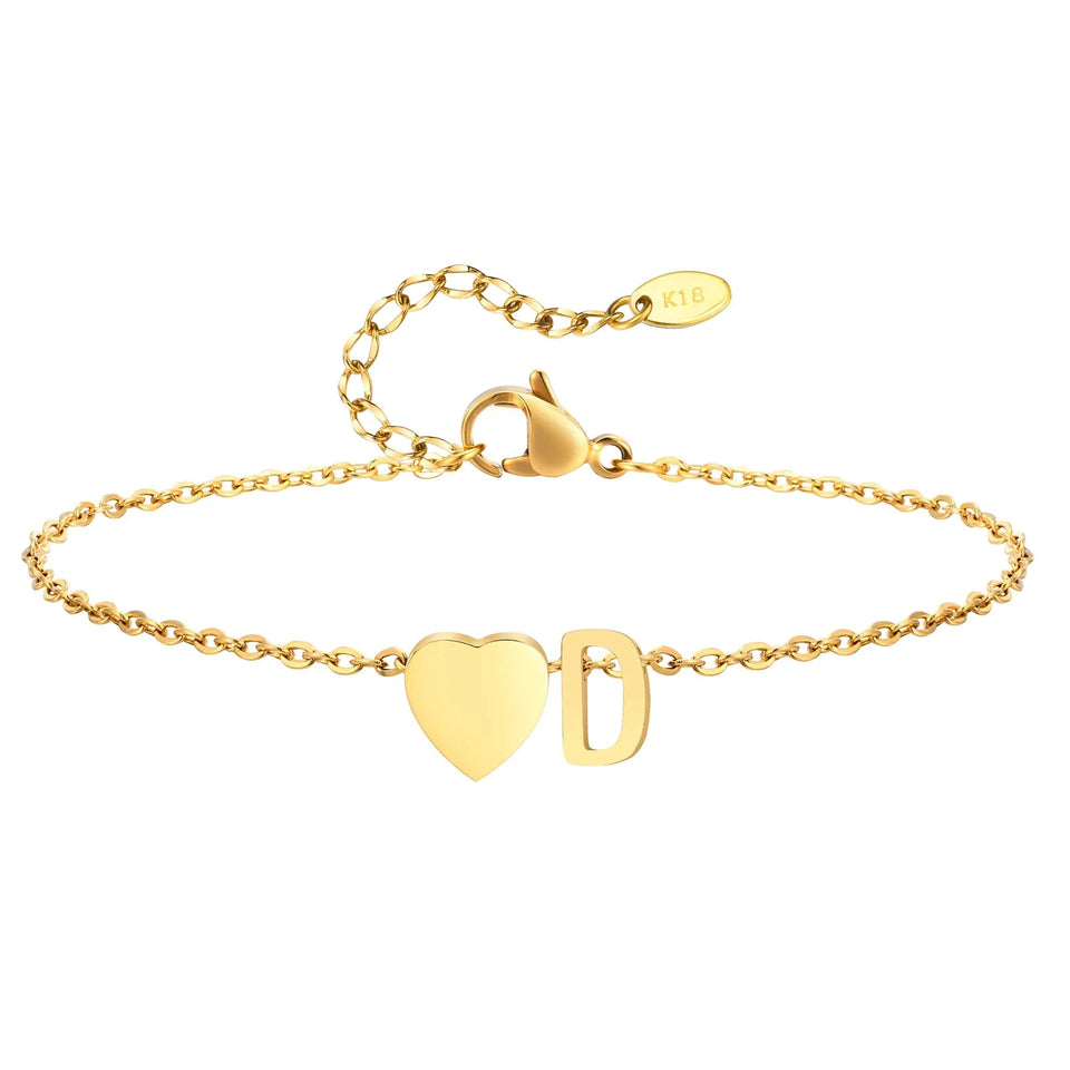 Women Heart Initial Stainless Steel Personalized Anklet Bracelets - Wear with style