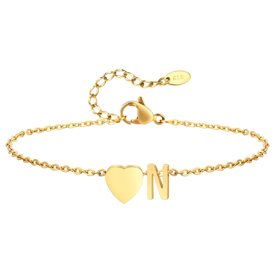 Women Heart Initial Stainless Steel Personalized Anklet Bracelets - Wear with style