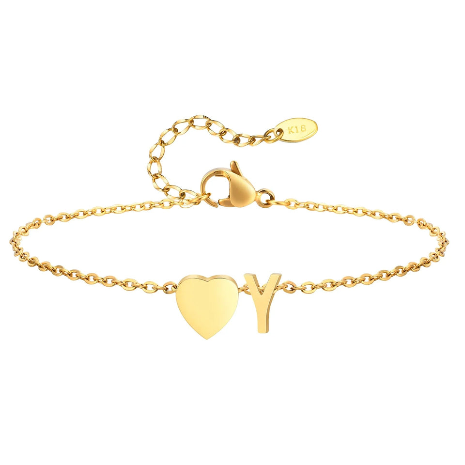 Women Heart Initial Stainless Steel Personalized Anklet Bracelets - Wear with style
