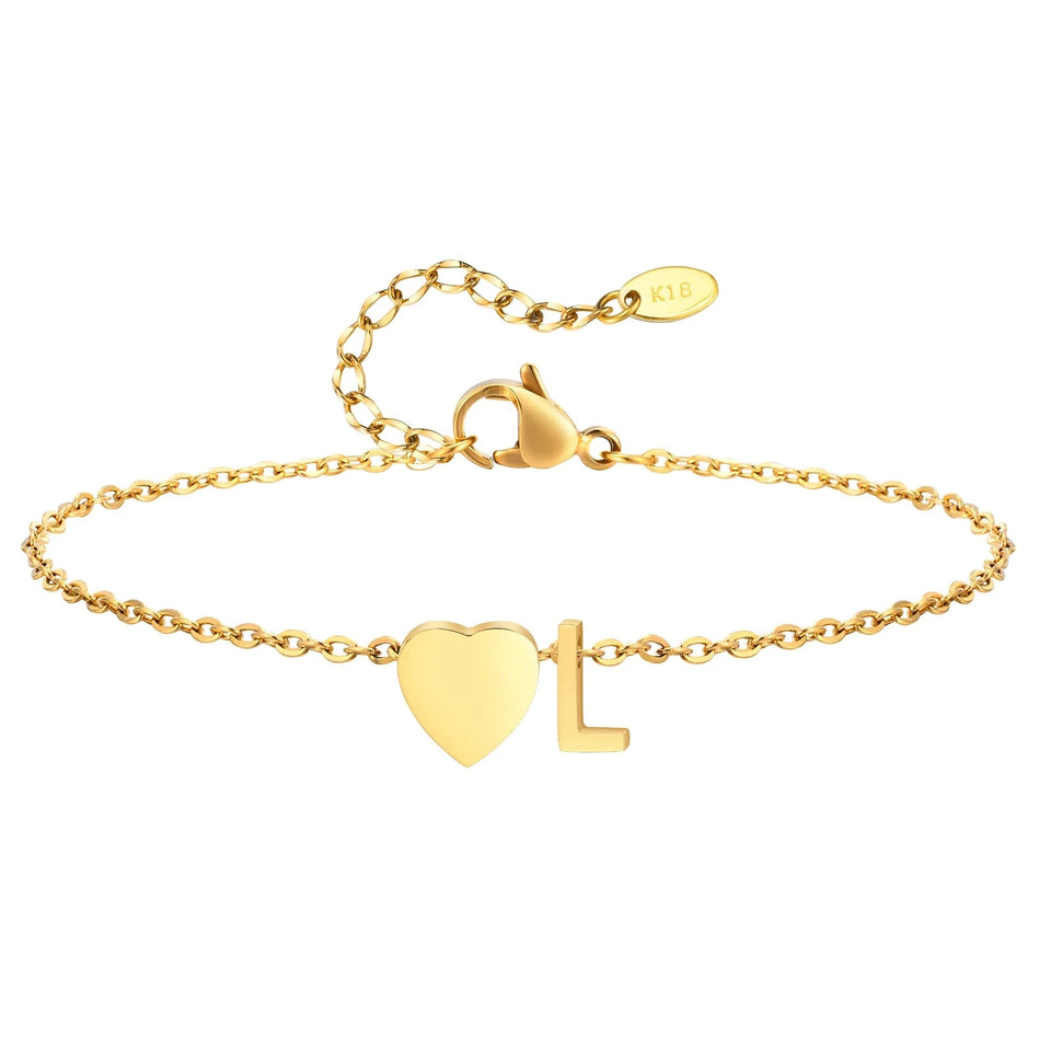 Women Heart Initial Stainless Steel Personalized Anklet Bracelets - Wear with style