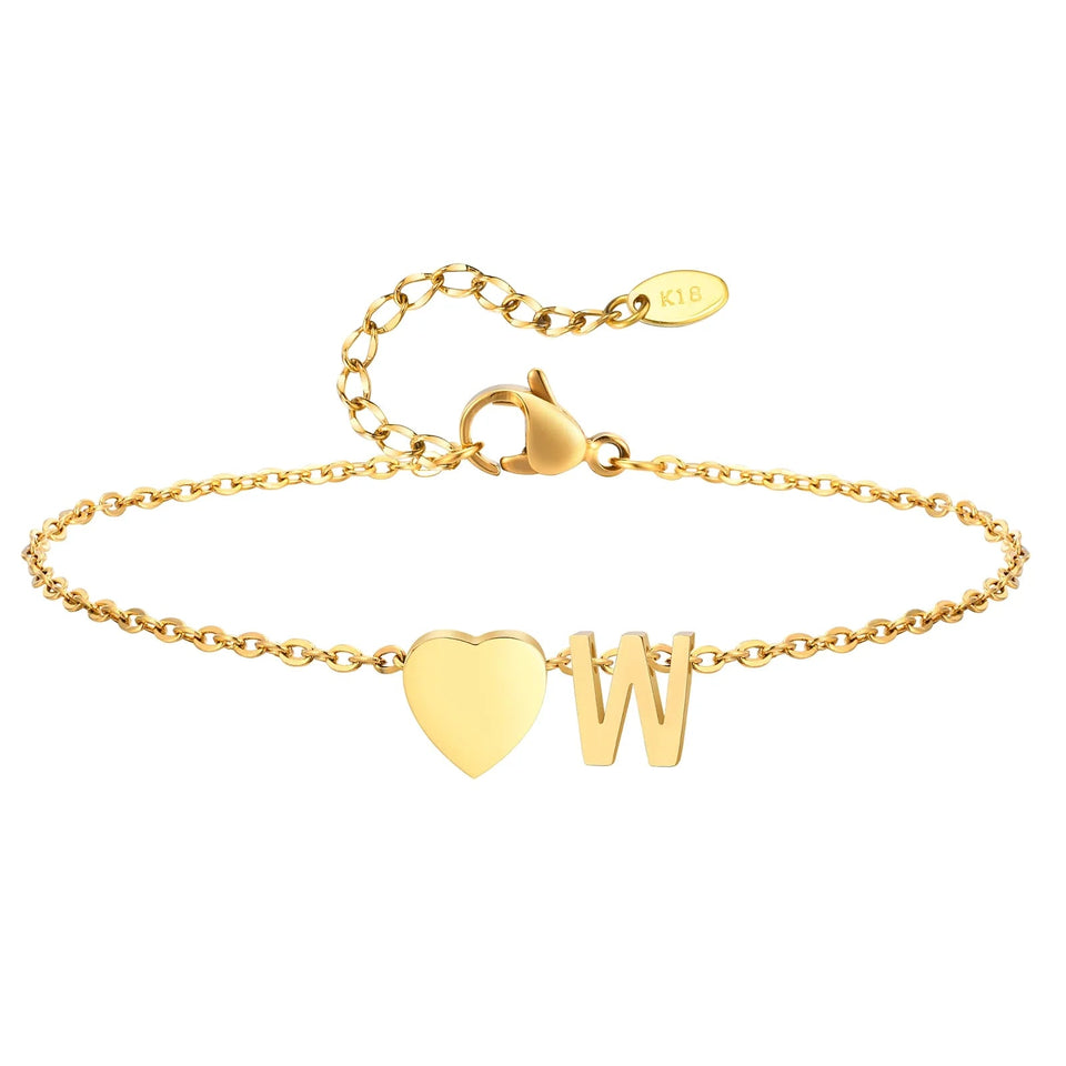 Women Heart Initial Stainless Steel Personalized Anklet Bracelets - Wear with style