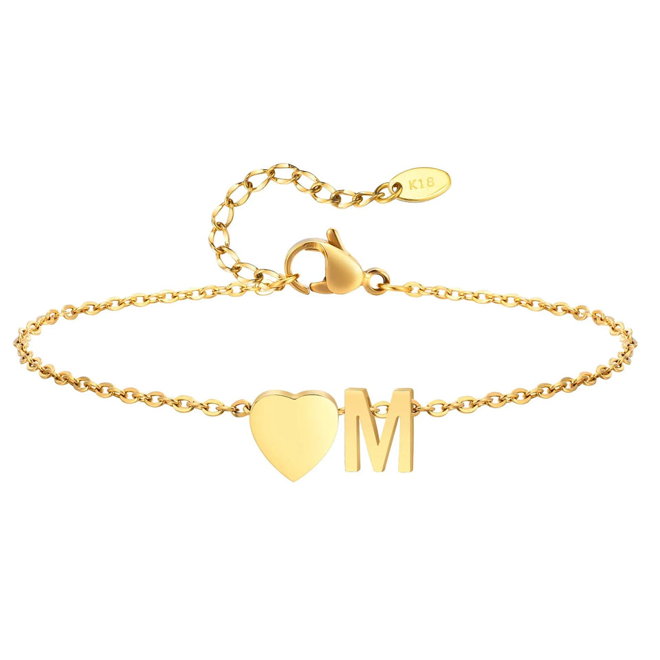 Women Heart Initial Stainless Steel Personalized Anklet Bracelets - Wear with style