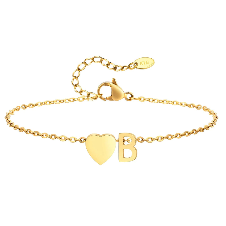 Women Heart Initial Stainless Steel Personalized Anklet Bracelets - Wear with style
