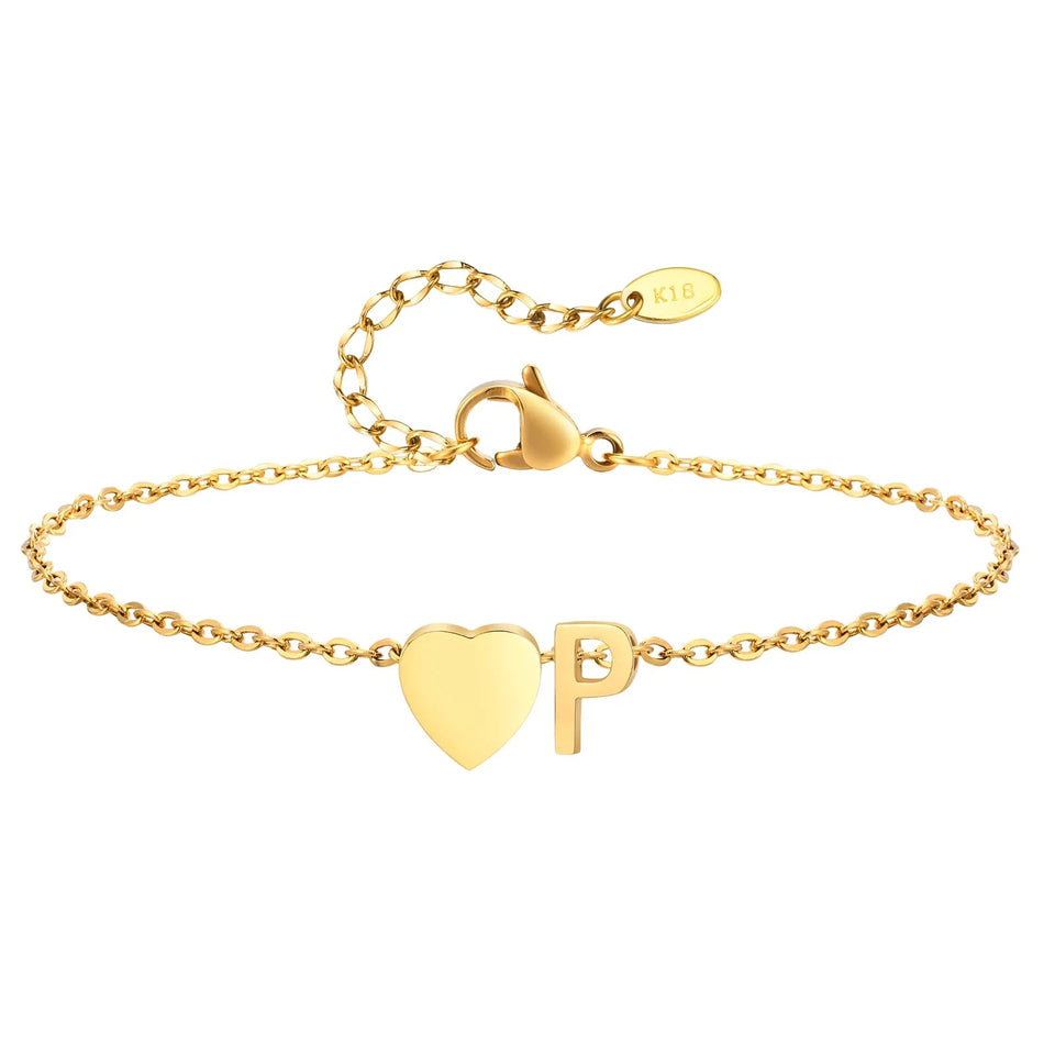 Women Heart Initial Stainless Steel Personalized Anklet Bracelets - Wear with style