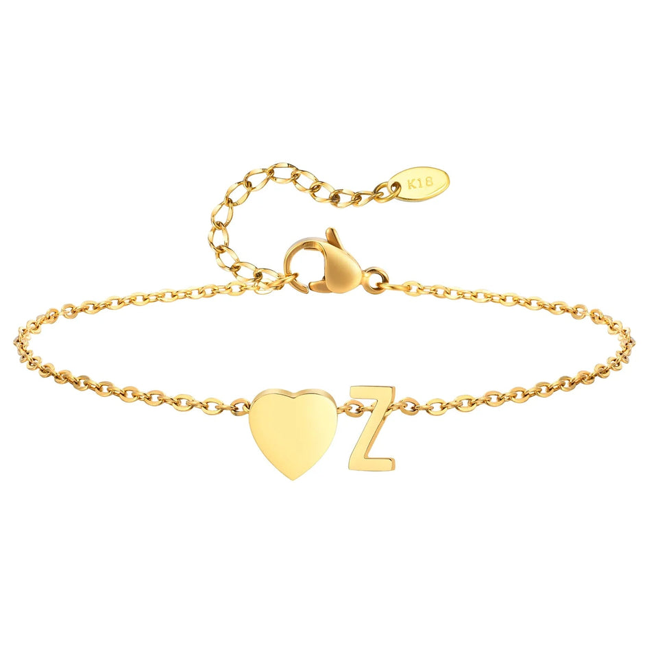 Women Heart Initial Stainless Steel Personalized Anklet Bracelets - Wear with style