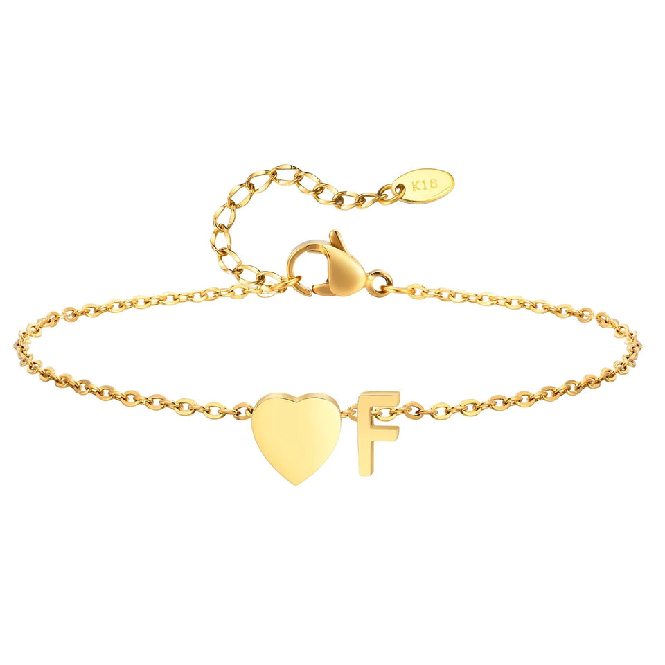 Women Heart Initial Stainless Steel Personalized Anklet Bracelets - Wear with style