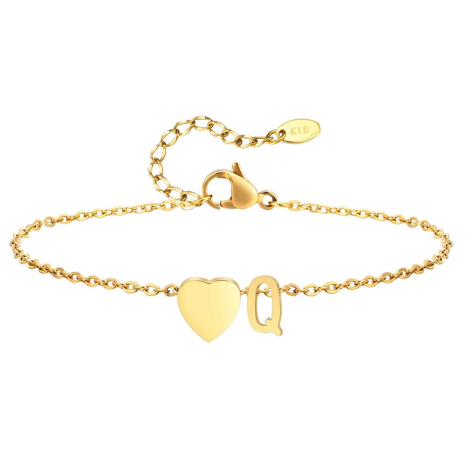 Women Heart Initial Stainless Steel Personalized Anklet Bracelets - Wear with style