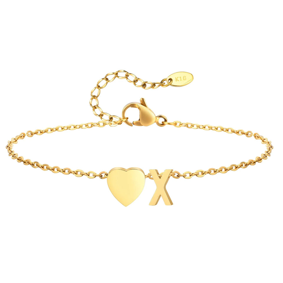Women Heart Initial Stainless Steel Personalized Anklet Bracelets - Wear with style