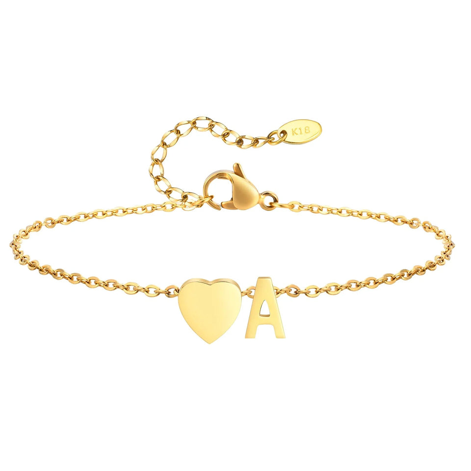 Women Heart Initial Stainless Steel Personalized Anklet Bracelets - Wear with style
