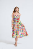Women Printed Spaghetti Strap Dress With Elastic Back And High Waist - Wear with style