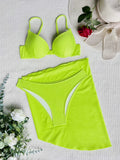Women solid push up underwire three piece set - Wear with style