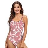 Women's Swimwear CH Letter Pink Triangle One-piece Swimsuit - Wear with style