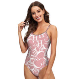 Women's Swimwear CH Letter Pink Triangle One-piece Swimsuit - Wear with style