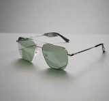 WO|MN logo aviator sunglasses metal and acetate frame - gold with dark green polarized lenses - Wear with style