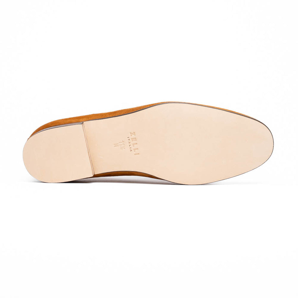 16-681-CGN X Italian Sueded Goatskin Loafer, Cognac