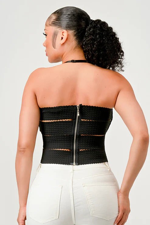 ZIG ZAG BANDAGE CROP TUBE TOP - Wear with style