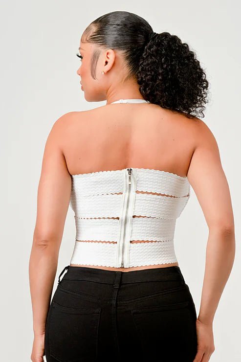 ZIG ZAG BANDAGE CROP TUBE TOP - Wear with style